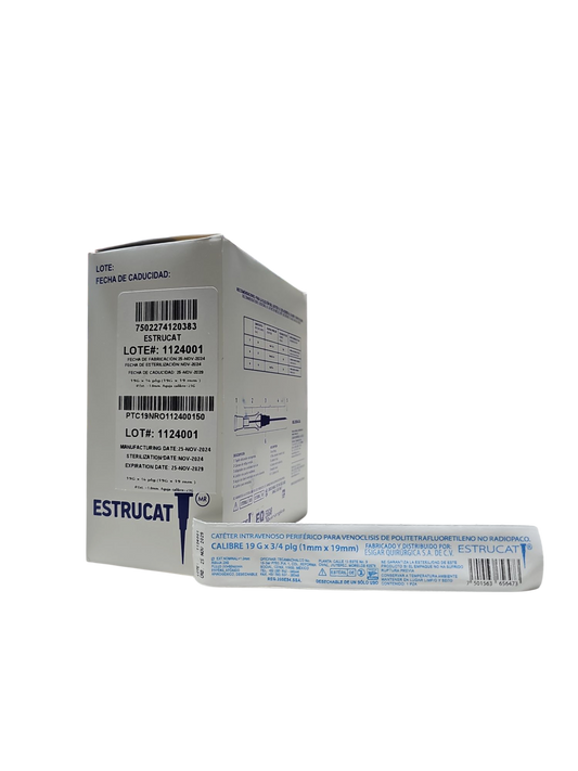 Catéter Punzocat #19 Azul ESTRUCAT - C/50 Unidades
