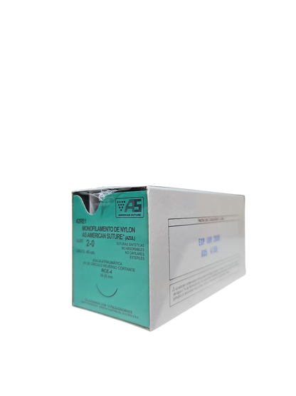 Sutura Nylon 2-0  AMERICAN SUTURE - Paquete de 12 Piezas