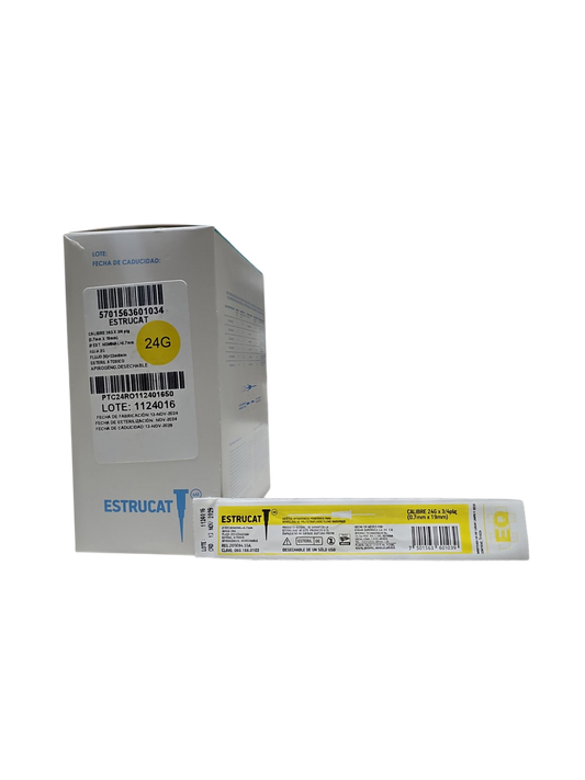 Catéter Punzocat #24 Amarillo ESTRUCAT - C/50 Unidades
