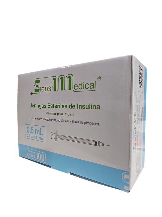 Jeringa Para Insulina SENSI-MEDICAL 0.5mL - Caja de 100 Piezas