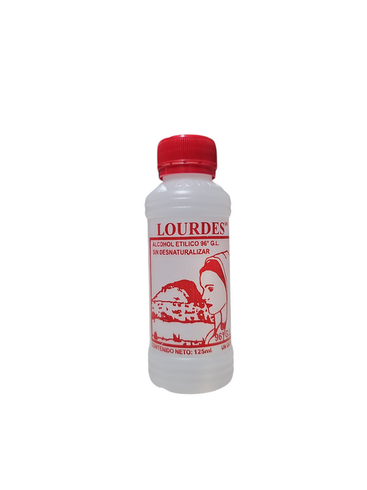 Alcohol Sin Desnaturalizar 96° Lourdes Rojo 125mL - Caja Con 48 Piezas