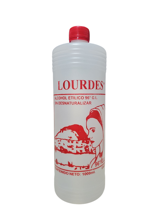 Alcohol Sin Desnaturalizar 96° Lourdes Rojo 1 Litro - Pieza