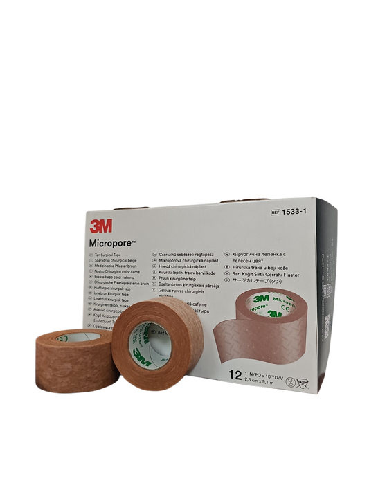 Cinta Micropore 3M 1'' Piel Caja C/12 Unidades
