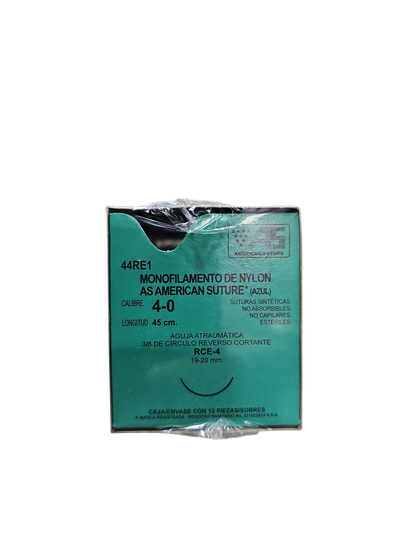 Sutura Nylon 4-0 AMERICAN SUTURE - Paquete de 12 Piezas