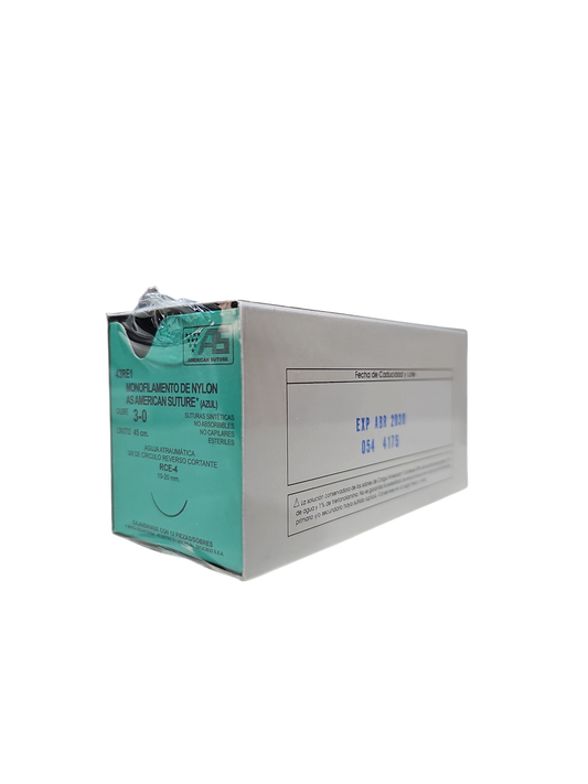 Sutura Nylon 3-0 AMERICAN SUTURE - Paquete de 12 Piezas