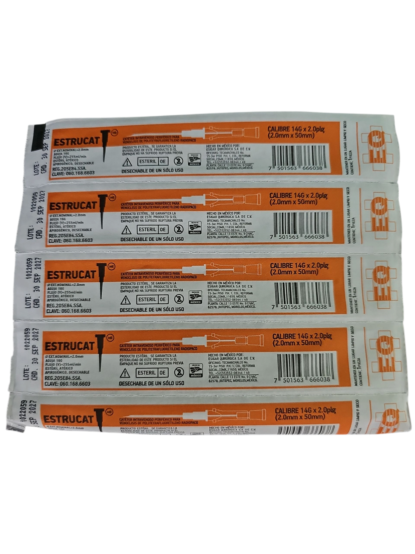 Catéter Punzocat #14 Naranja ESTRUCAT C/50 Unidades