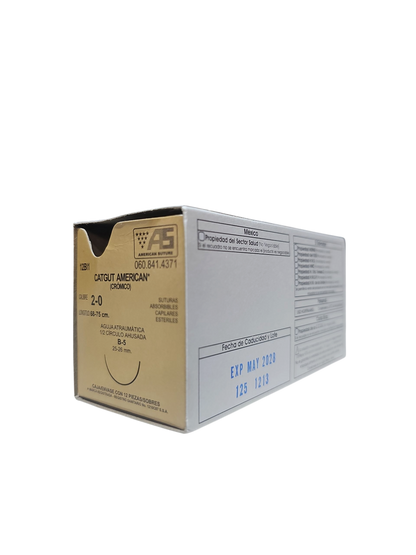 Sutura Catgut Cromica 3-0 AMERICAN SUTURE - Paquete de 12 Piezas