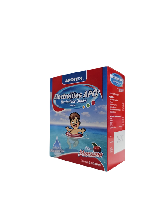 Electrolitos APO Polvo Sabor Manzana Caja Con 4 Sobres