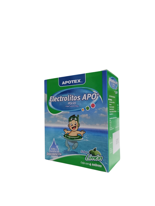 Electrolitos APO Polvo Sabor Limón Caja Con 4 Sobres