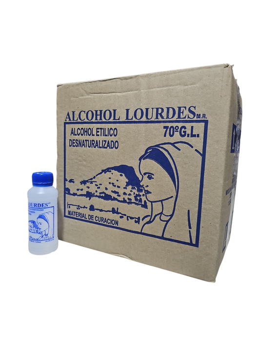 Alcohol Desnaturalizado 70° Lourdes 125mL - Caja Con 48 Piezas