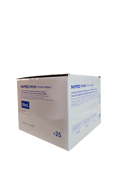 Jeringa Nipro 50mL Sin Aguja - Paquete Con 25 Piezas