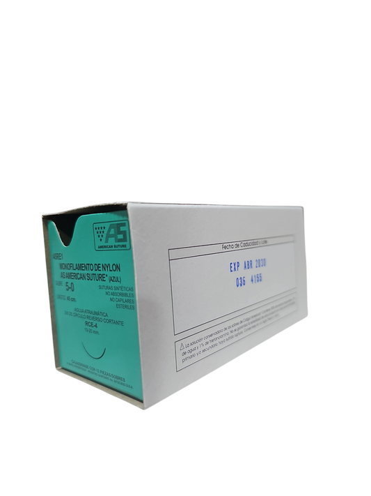 Sutura Nylon 5-0 AMERICAN SUTURE - Paquete de 12 Piezas