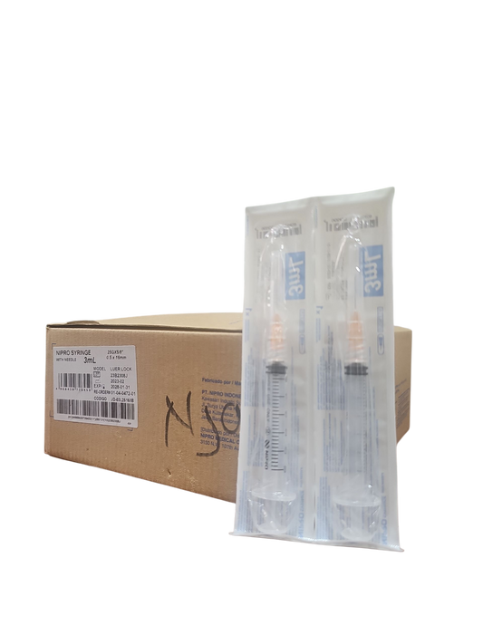 Jeringa Nipro 3mL Naranja  - Paquete de 100 Piezas