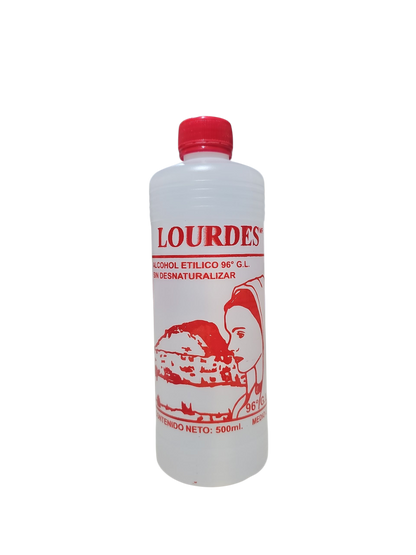 Alcohol Sin Desnaturalizar 96° Lourdes Rojo 500mL - Caja Con 24 Piezas