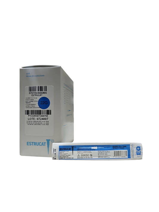 Catéter Punzocat #22 Azul Transparente ESTRUCAT - C/50 Unidades
