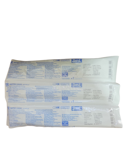 Jeringa Nipro 3mL Verde  - Paquete de 100 Piezas