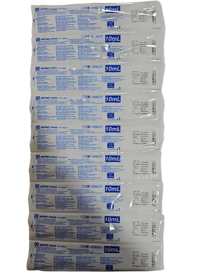 Jeringa Nipro 10mL Negra - Paquete de 100 Piezas