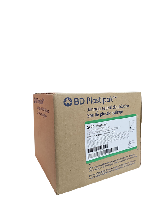 Jeringa Plastipak 3mL Verde - Paquete de 100 Piezas
