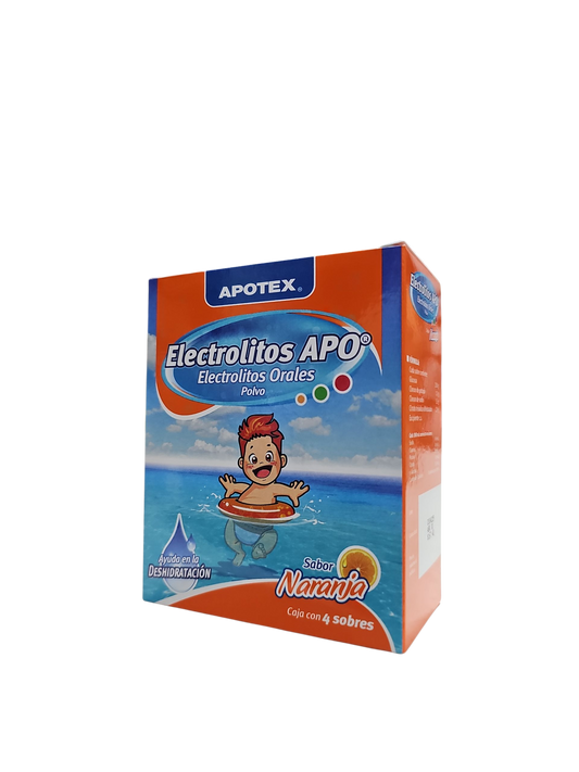 Electrolitos APO Polvo Sabor Naranja Caja Con 4 Sobres