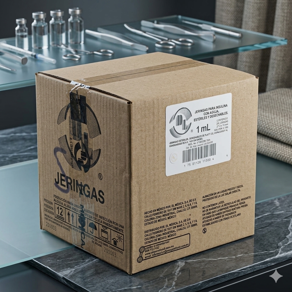 Jeringa Para Insulina  Con Aguja 1mL Gris DL 27Gx13mm - Paquete Con 200 Piezas