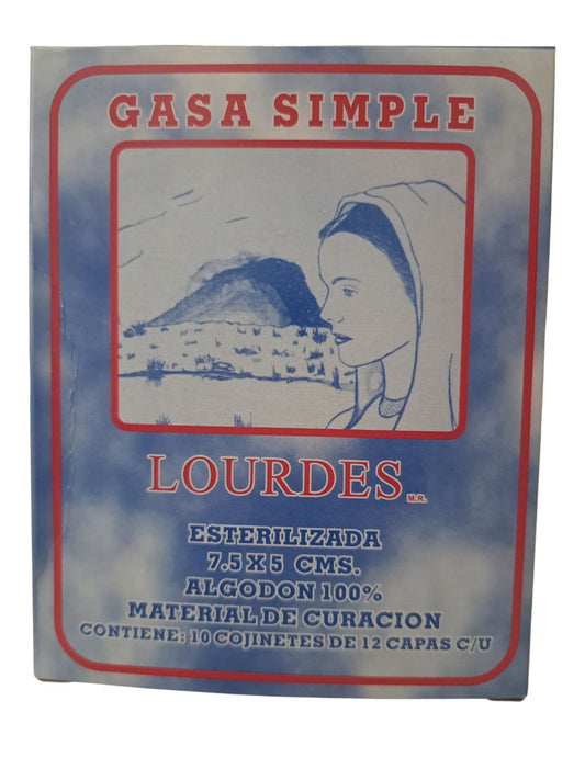 Gasa LOURDES 7.5 X 5 Cm (10 unidades) -Paquete de 10 Piezas