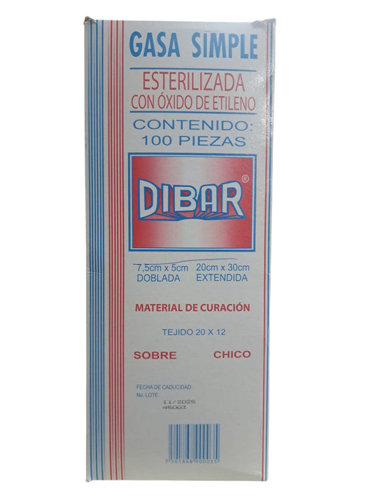 Gasa DIBAR 7.5 X 5 Cm -Paquete de 100 Piezas