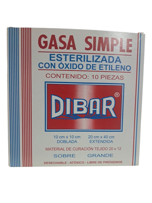 Gasa DIBAR 10 X 10 Cm (10 unidades) -Paquete de 10 Piezas