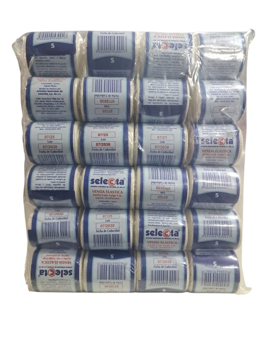 Venda Elástica SELECTA 5cm X 5m- Paquete de 24 Piezas