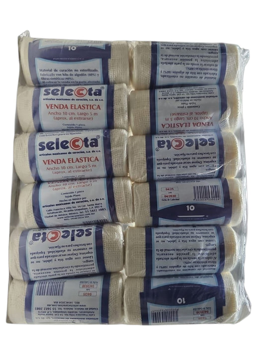 Venda Elástica SELECTA 10cm x 10m - Paquete de 12 Piezas