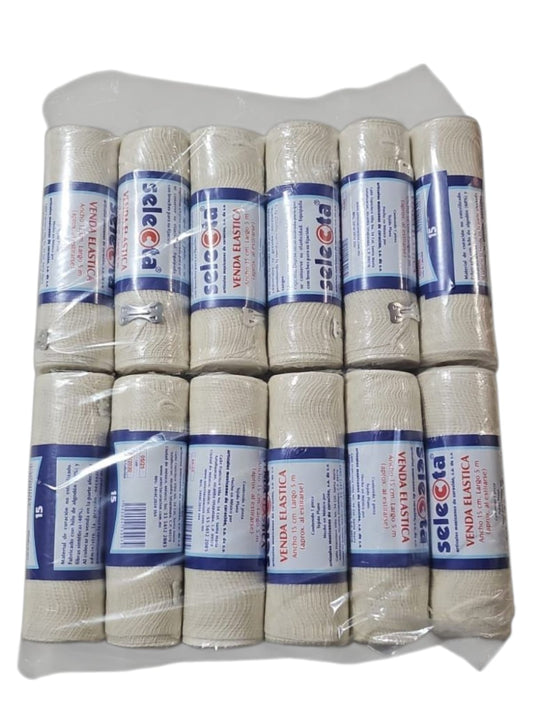 Venda Elástica SELECTA 15cm x 5m - Paquete de 12 Piezas