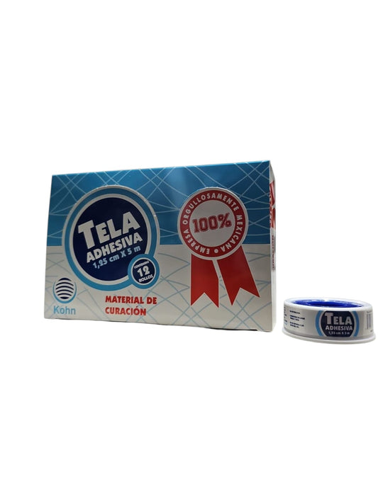 Tela Adhesiva 1.25cm x 5m KOHN  Caja C/12 Piezas
