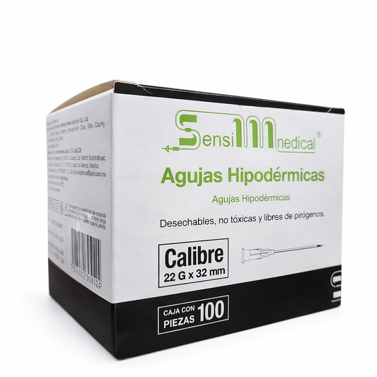 Aguja Hipodermica Negra 22g X 32mm Sensi Medical Caja C/100