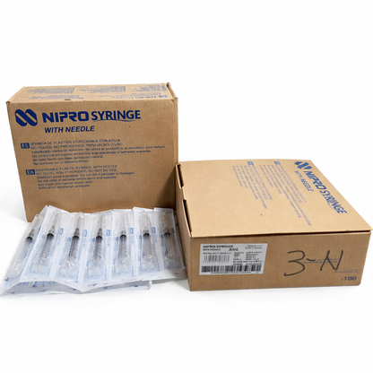 Jeringa Nipro 3mL Negra Caja Con 100 Piezas