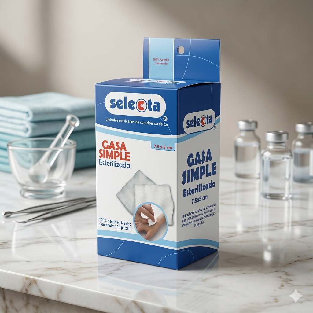 Gasa Estéril Selecta 7.5x5 cm Con 100 Sobres