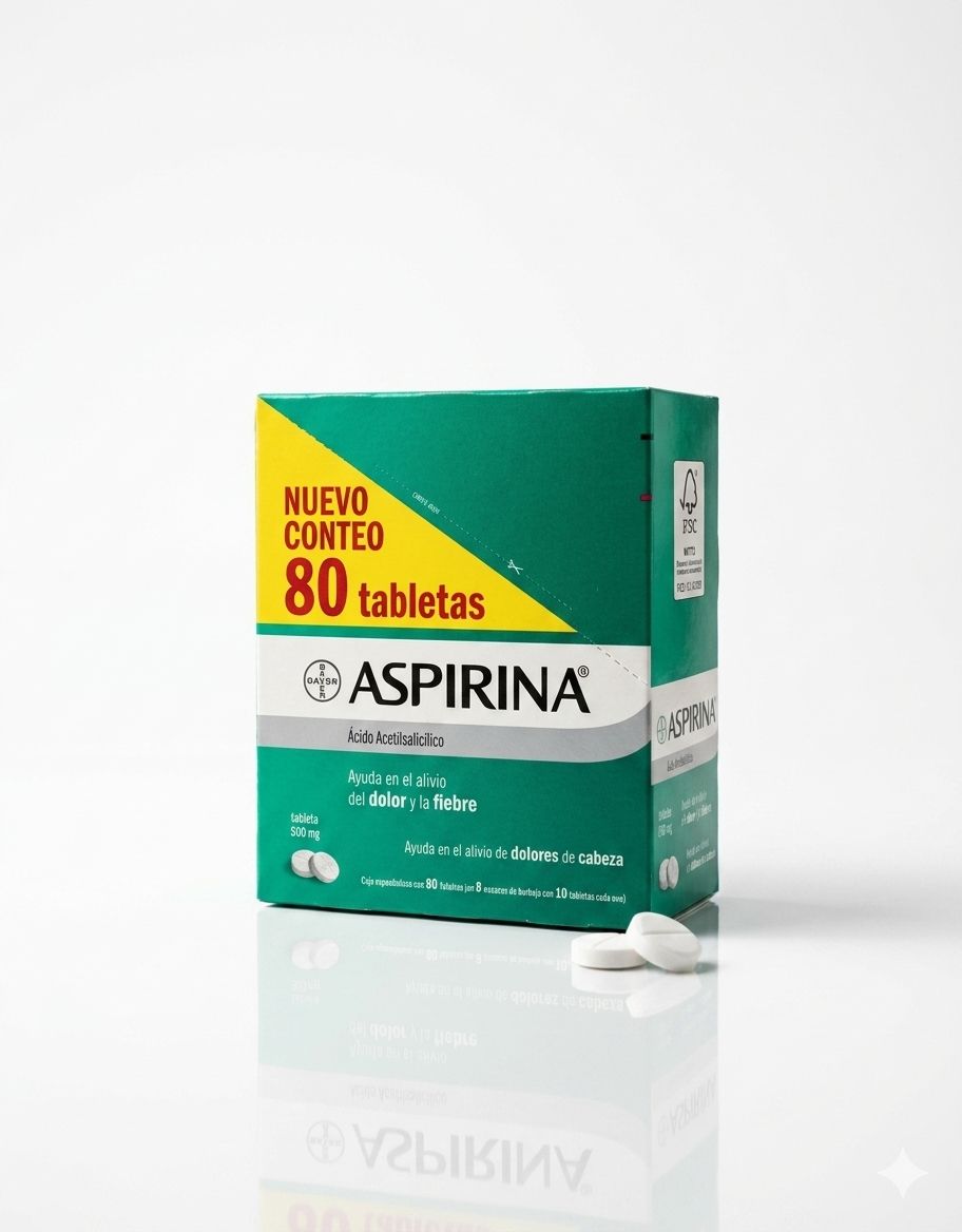 Aspirina 500mg Con 80 Tabletas